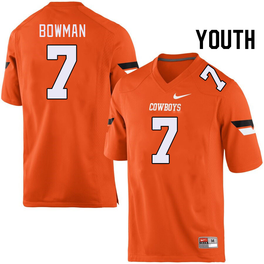 Youth #7 Alan Bowman Oklahoma State Cowboys College Football Jerseys Stitched-Orange - Click Image to Close